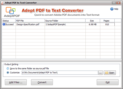 Adept PDF to Text Converter