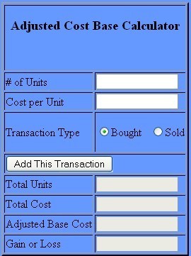 Adjusted Cost Base Calculator