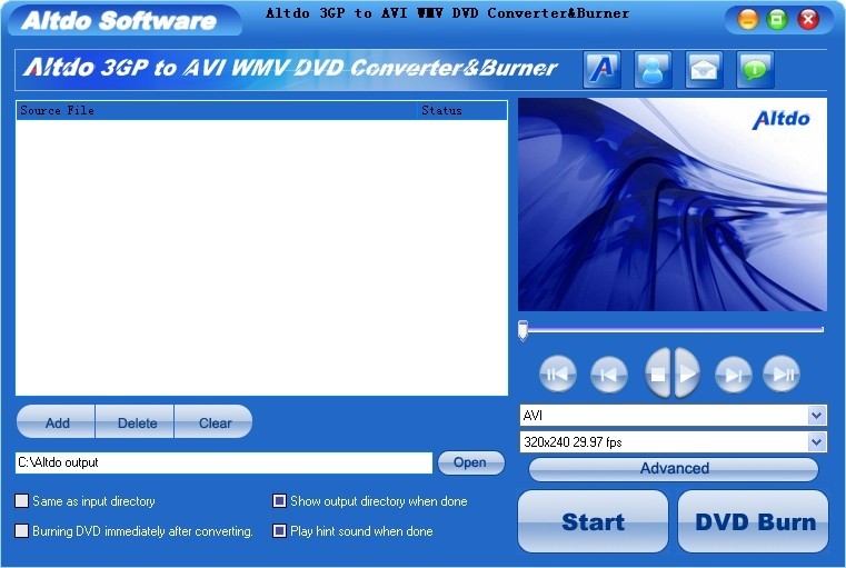 Altdo 3GP to AVI DVD Converter&Burner