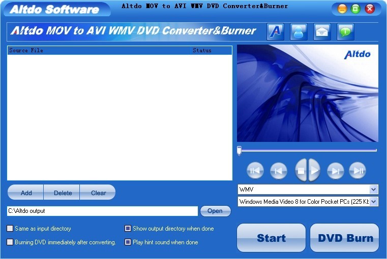 Altdo MOV to AVI DVD Converter&Burner