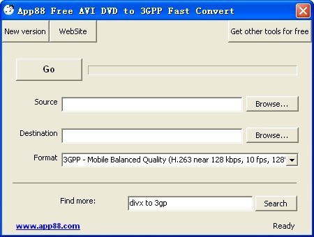 App88 Free AVI DVD to 3GPP Fast Convert