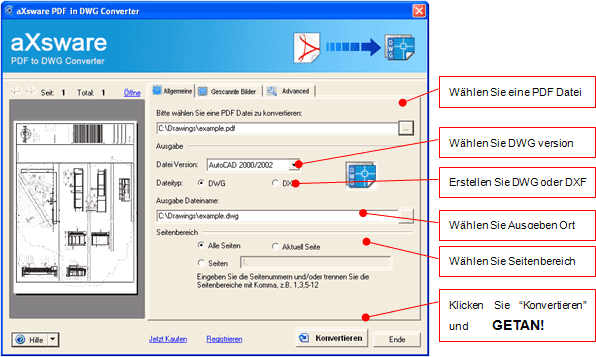 aXsware pdf to dwg converter