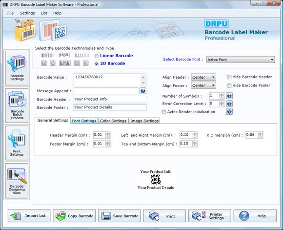 Barcode Code 128 Main Window - Price label software - Professional
