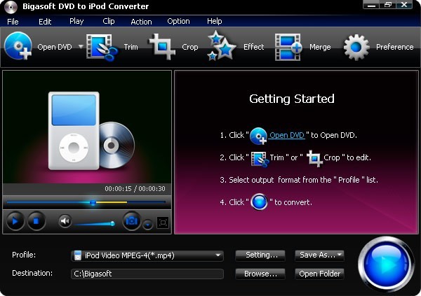 Bigasoft DVD to iPod Converter