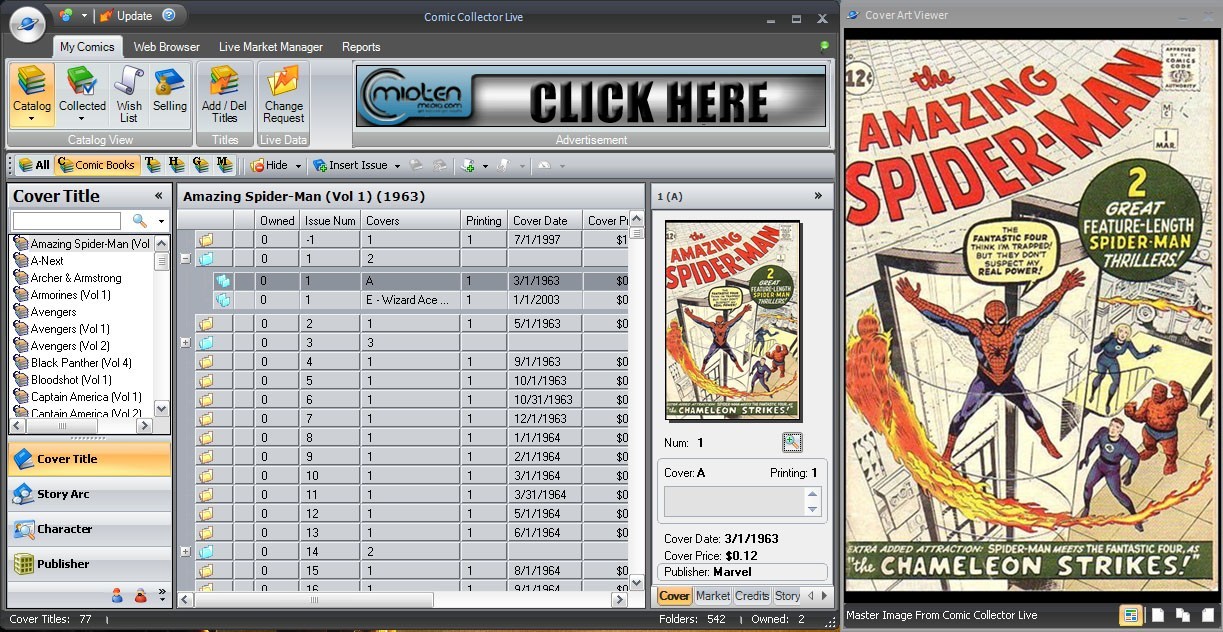 import comic collector live data
