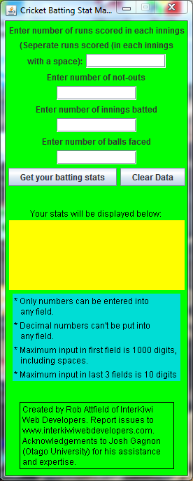 Cricket Batting Stat Machine