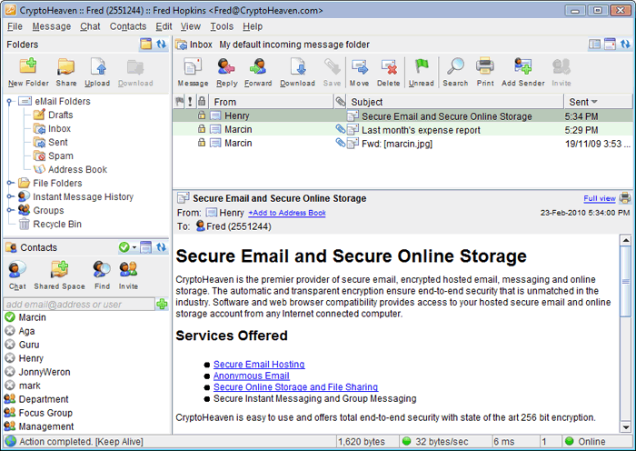 CryptoHeaven Secure Email Hosting Mac OSX