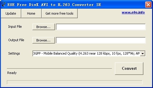 E0E Free DivX AVI to H.263 Converter SE