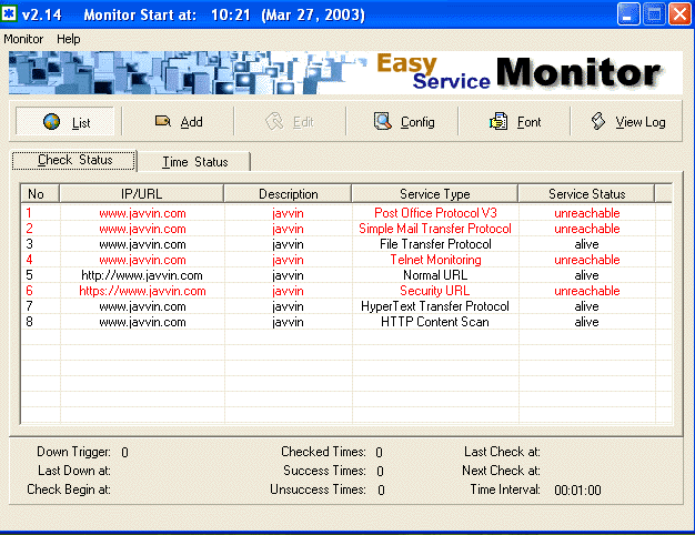 Easy Network Service Monitor