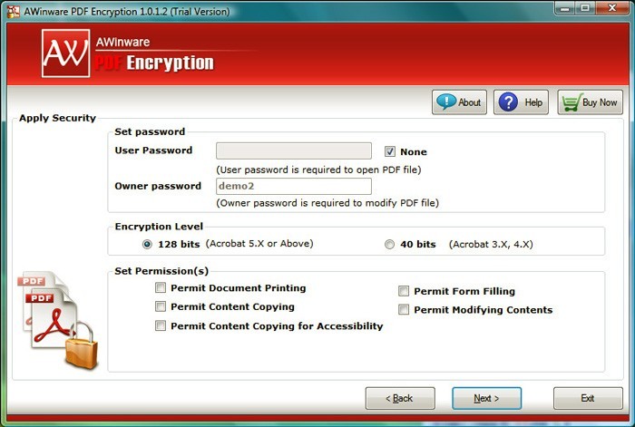Encrypt Pdf for Restrictions lock