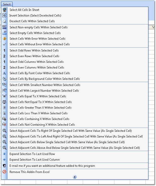 Excel Select Only Certain Cells Software