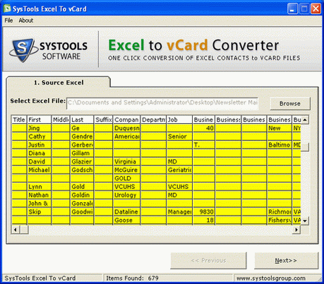 Free Excel to vCard