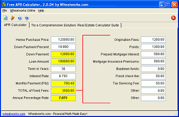 Free Mortgage Loan APR Calculator