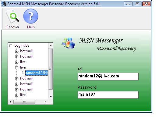 Free MSN Messenger Password Recovery