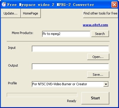 Free Myspace video 2 MPEG-2 Converter