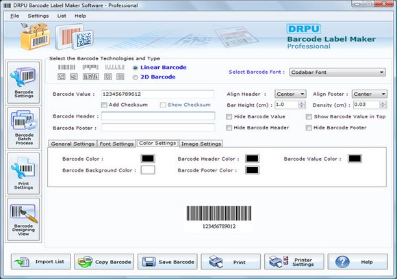 Generate Barcode Main Window - Generate barcode - Professional barcode