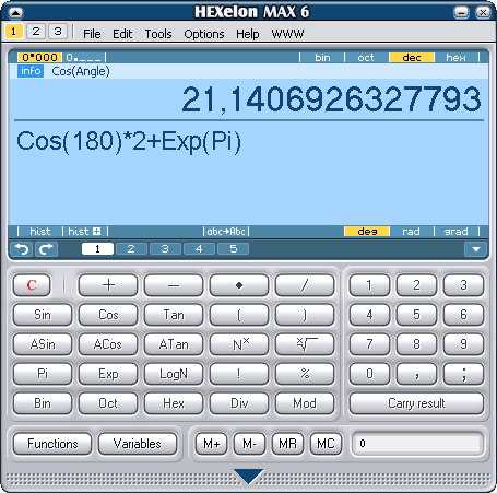 HEXelon MAX calculator