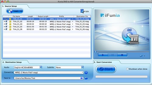iFunia DVD to AVI Converter for Mac
