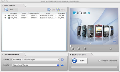 iFunia Mobile Phone Video Converter for Mac