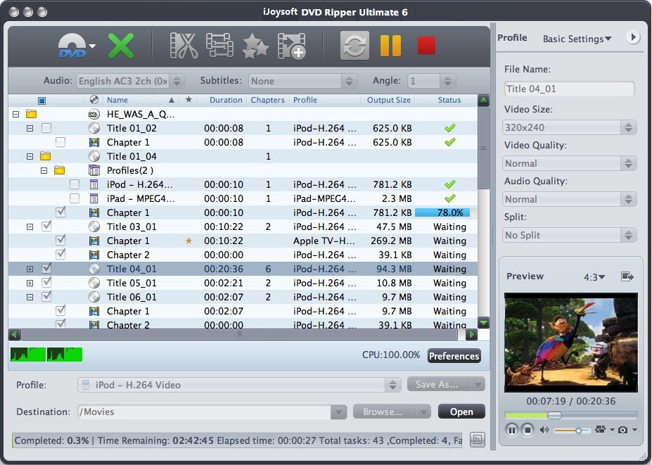 iJoysoft DVD Ripper Ultimate for Mac Main Window - dvdvideotools.com