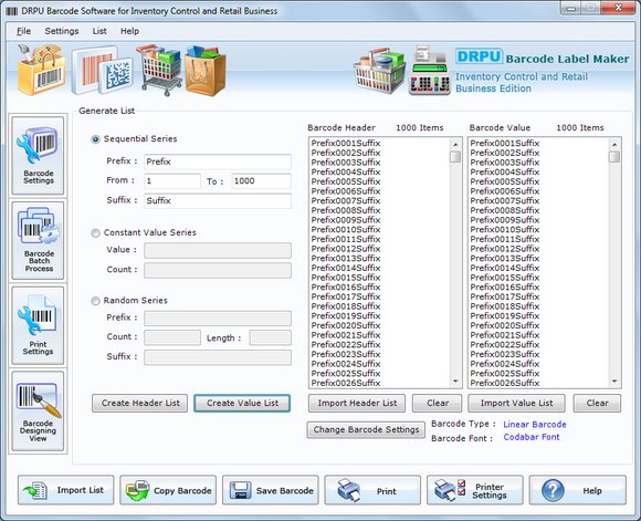 Inventory Control Barcode Label Creator
