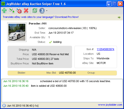 JoyBidder eBay Auction Sniper Free