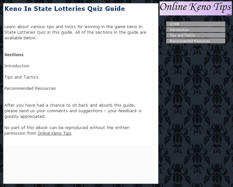 Keno In State Lotteries Quiz Guide