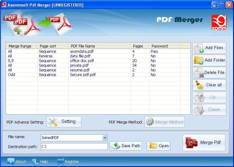 Merge Pdf files into One