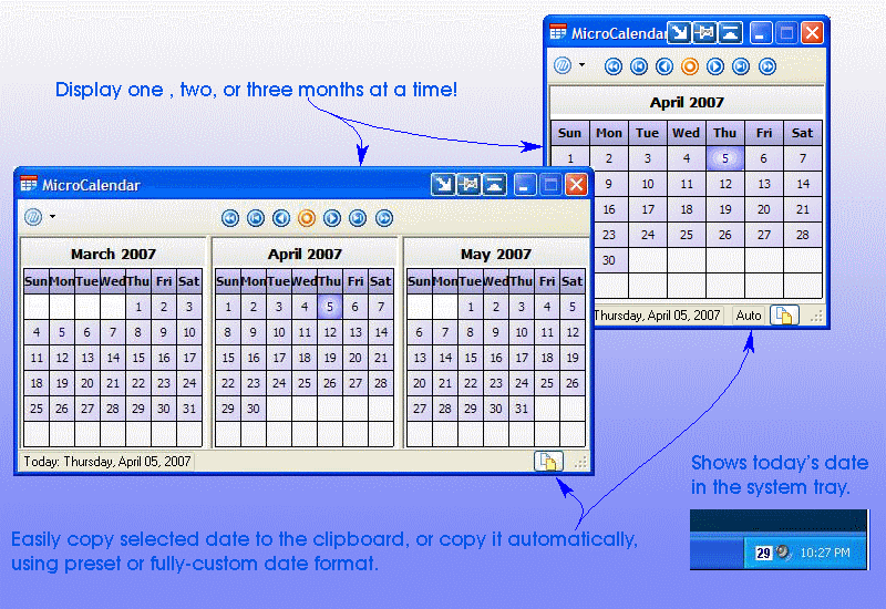 MicroCalendar - Windows Tray Calendar
