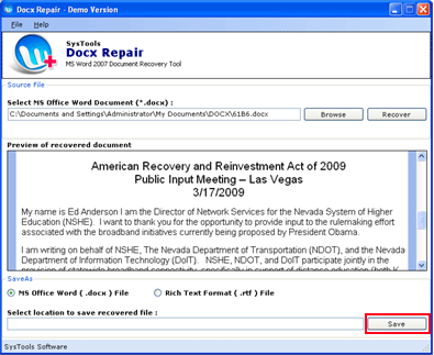 Microsoft Word 2007 Repair Tool