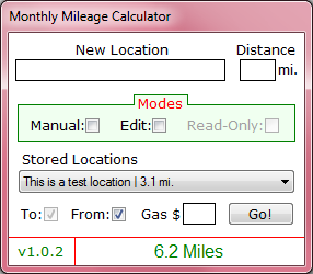 Monthly Mileage Calculator