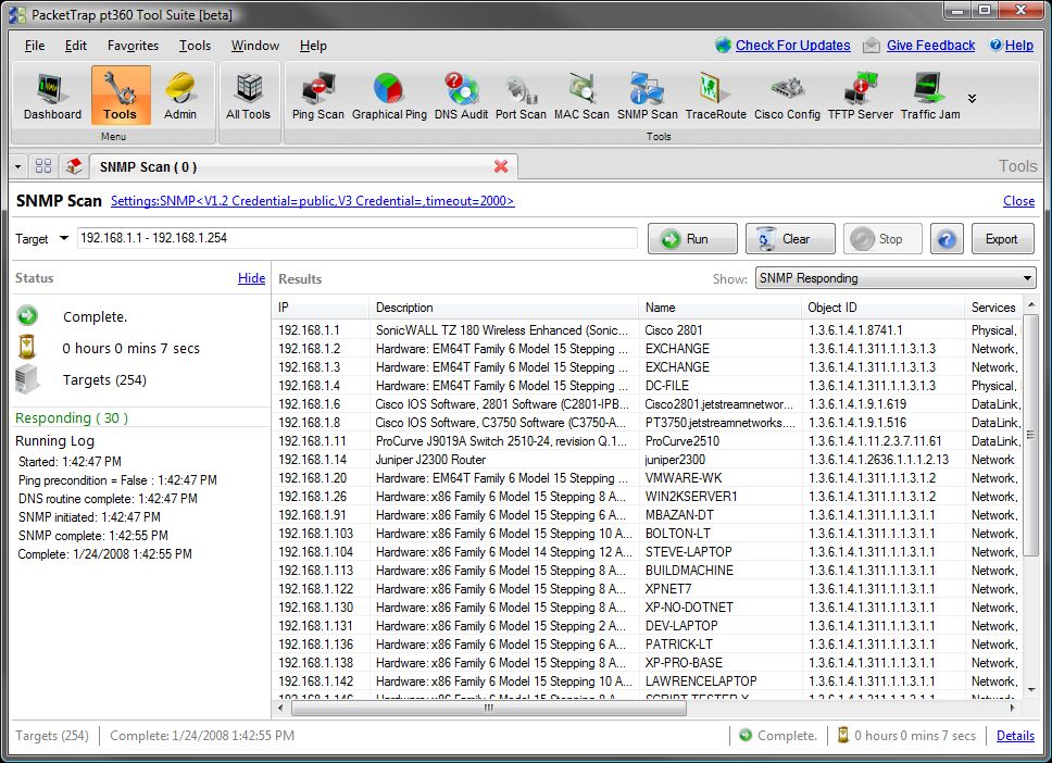 PacketTrap SNMP Scan