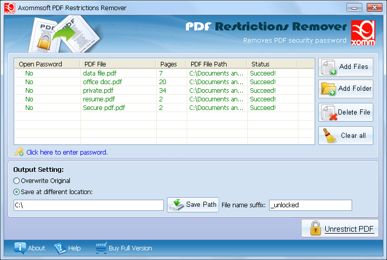Pdf files Restrictions Remover