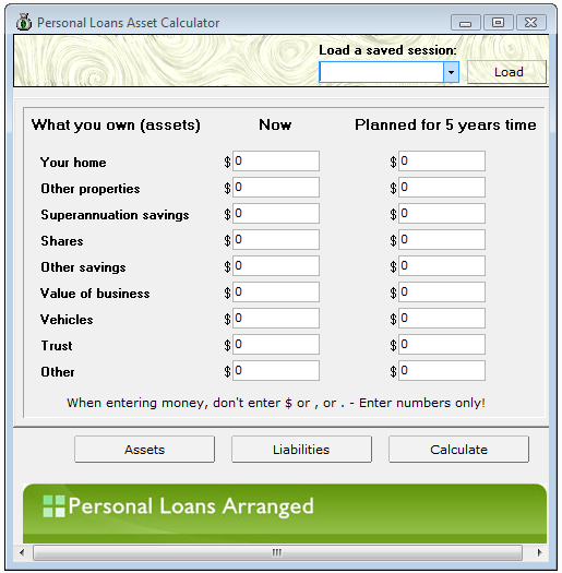 Personal Loans Asset Calculator