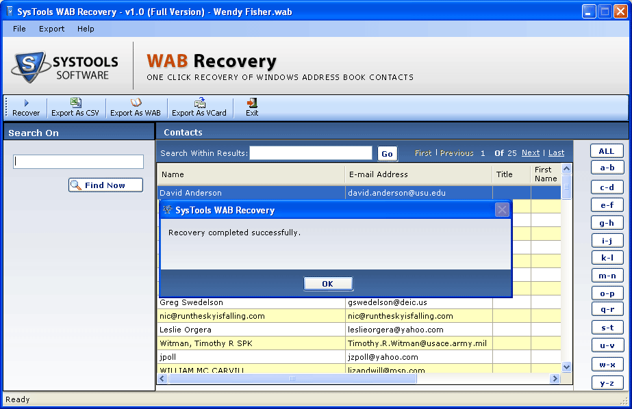 Recover OE WAB File