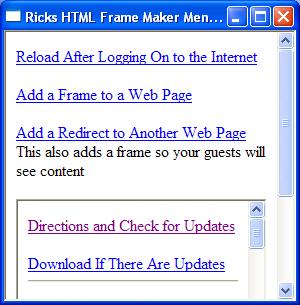 Ricks FREE Web Page Frame and Redirect M