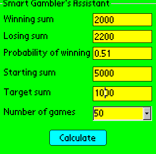 Smart Gambler's Calculator for Palm OS
