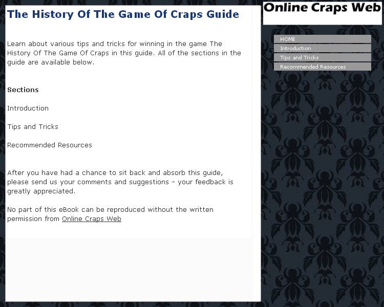 The History Of The Game Of Craps Guide