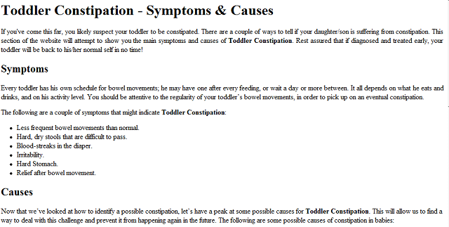 Toddler Constipation Symptoms and Causes