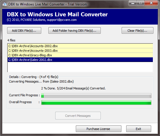 Transfer DBX to Windows Live Mail