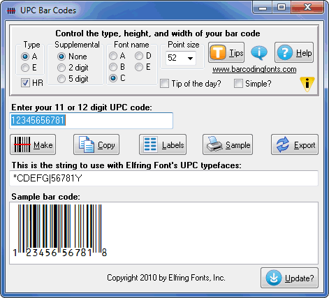 UPC Bar Codes 2.4c