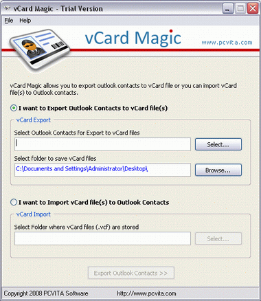 vCard import to Windows