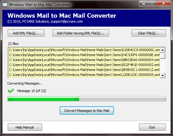 Vista Mail to Mac OS X Mail