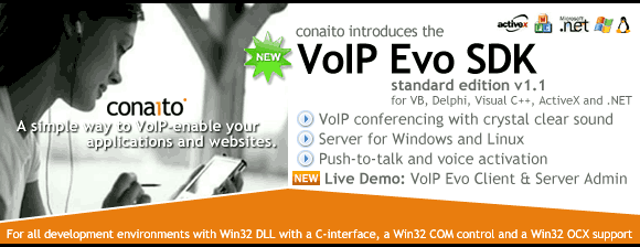 VoIP SDK with DLL, OCX/ActiveX, COM, C-interface a