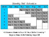 Screenshot of 10 Hour Schedules for 7 Days a Week