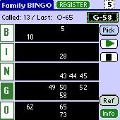 Screenshot of Family BINGO (For PalmOS)