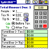 Screenshot of SplitBill (For PalmOS)