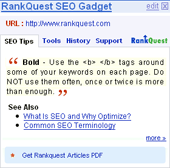 RankQuest SEO Gadget Screenshot