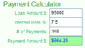 Screenshot of MoneyToys Payment Calculator