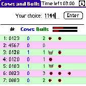 Screenshot of Cows and Bulls for PALM